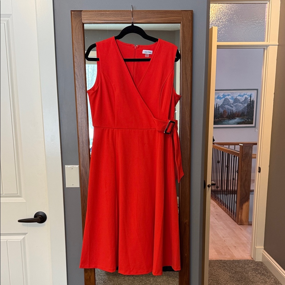 Classic ORANGE Sleeveless Wrap Dress